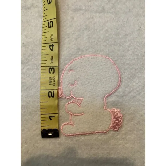 Vintage Baby Crib Blanket White Pink Satin Edge Bunny Embroidered Polyester USA